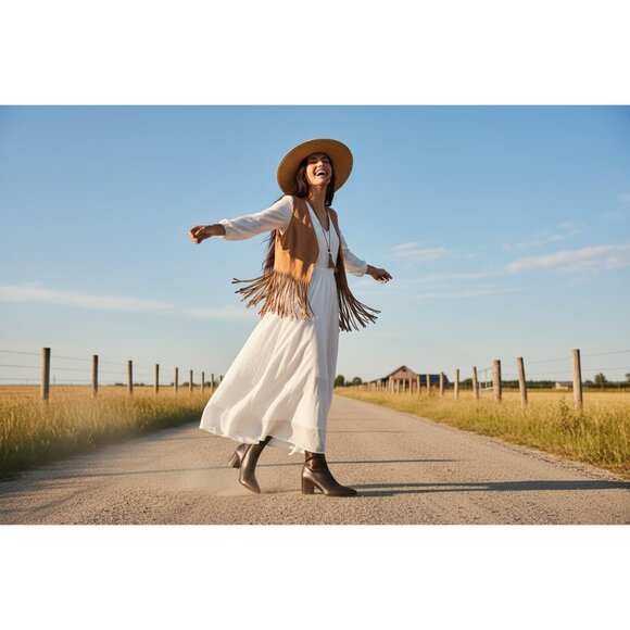 Women's Brown Ankle Boots Pointed Toe Chunky Block Heel Short Comfortable - Picture 6 of 6